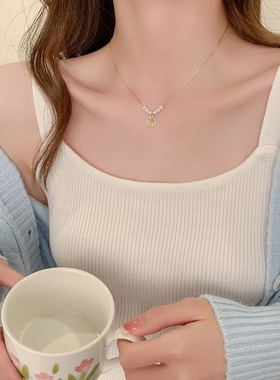 2024年纳福甜美珍珠项链女小众设计轻奢高级感锁骨链闺蜜颈链项饰