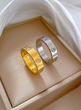 【不掉色】极简几何钛钢冷淡风蹦迪戒指男女ins潮个性简约食指环