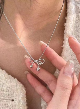 ins网红蝴蝶结毛衣链项链女小众设计感轻奢个性气质热卖配饰