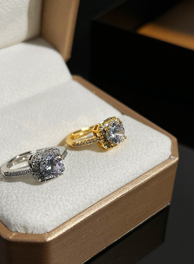 【真金电镀】气质高级感锆石超闪戒指女开口可调节简约网红ins