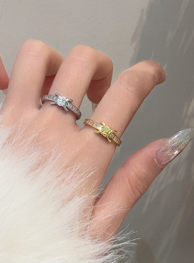 INS风小众设计锆石开口戒指轻奢精致高级食指戒时尚百搭气质手饰