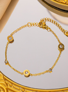 高级感小钻钛钢手链小众设计轻奢罗马精致女闺蜜简约冷淡风饰品