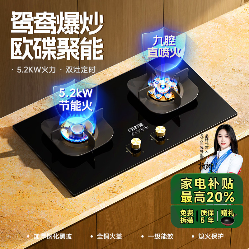 冈田（日本）R9猛火燃气灶家用防干烧双灶一级天然气专用煤气灶