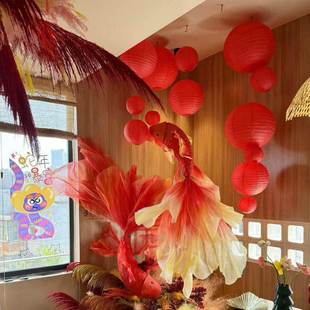扮氛围感场景布置 旦宵装 2026新年锦鲤成品装 饰灯笼挂件马年春节元