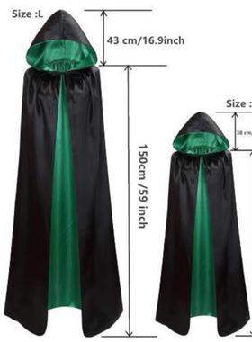 万圣节死神cosplay双层款红黑色披风 吸血鬼角色扮演儿童斗篷现货