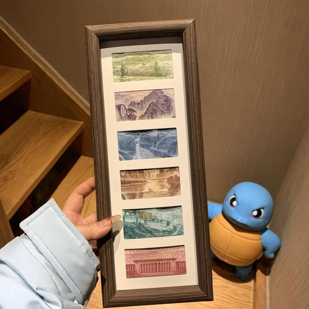 增运多金画框相框桌面摆件六连框钱币装饰画乔迁新居送朋友闺蜜