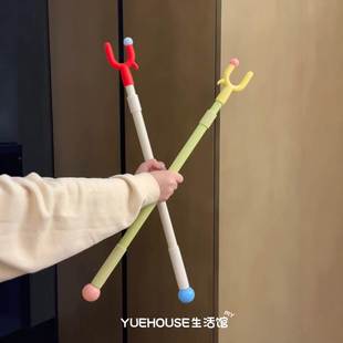 多巴胺晾衣杆可伸缩撑衣杆创意多功能撑衣架家用挑衣头宿舍衣撑杆