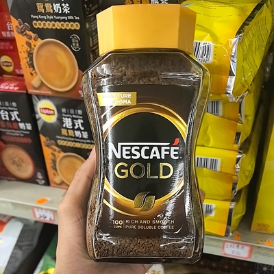 香港代购雀巢Gold金牌黑咖啡无蔗糖速溶咖啡微研磨纯咖啡粉200g