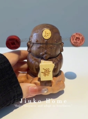 财神爷摆件创意木雕新年伴手礼