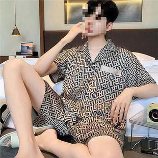 全棉纯棉新款短袖睡衣男夏季冰丝薄款男士睡衣宽松青年帅气夏天家