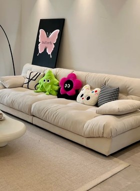 云朵布艺沙发客厅2025新款小户型现代简约双人出租房直排懒人躺椅