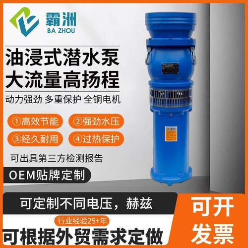 qy充油式油浸泵大流量潜水泵园林抽水泵农用灌溉高扬程喷泉泵