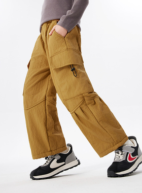 男童加绒裤子工装2025新款时髦帅气冬装中大童加厚儿童童装秋冬季