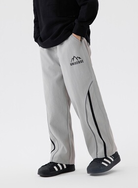 男童裤子新款春装儿童童装春秋季2025新款灰色反光帅气中大童长裤