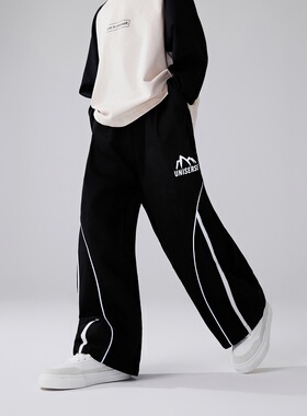 男童裤子新款春装中大童长裤儿童童装春秋季2025新款黑色反光帅气