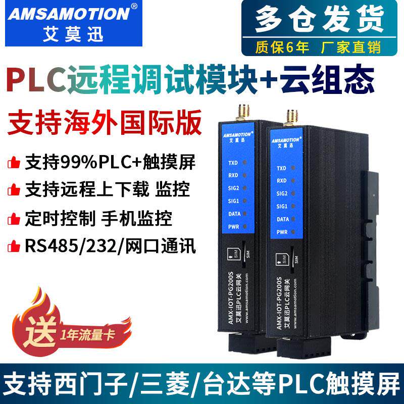 艾莫迅PLC远程控制模块4G物联网网关无线 线上下载监控通讯程式设