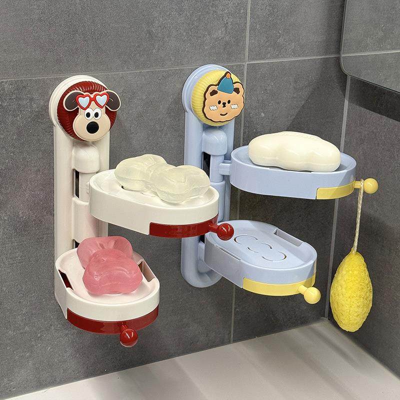 吸盘旋转肥皂盒壁挂式免打孔家用高档双层沥水香皂置物架2025新款