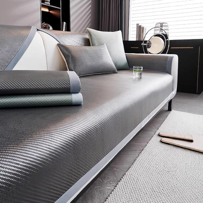 ESSONIO意大利2025夏季新款轻奢冰藤席沙发垫凉席冰丝凉垫套防滑