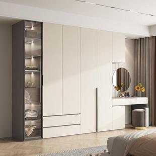 现代轻奢衣柜家用卧室梳妆台一体组合靠墙衣帽间包储物展示柜定制