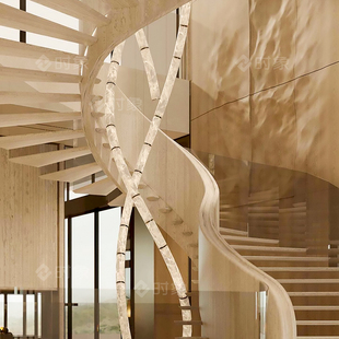定制圆形楼梯间螺旋云石吊灯复式楼设计师款挑空大理石艺术氛围灯
