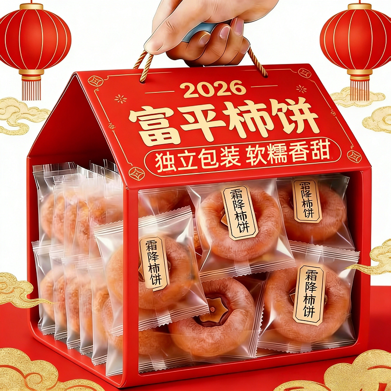 央妈推荐！陕西特级富平柿饼官方旗舰店独立包装霜降流心吊柿子饼