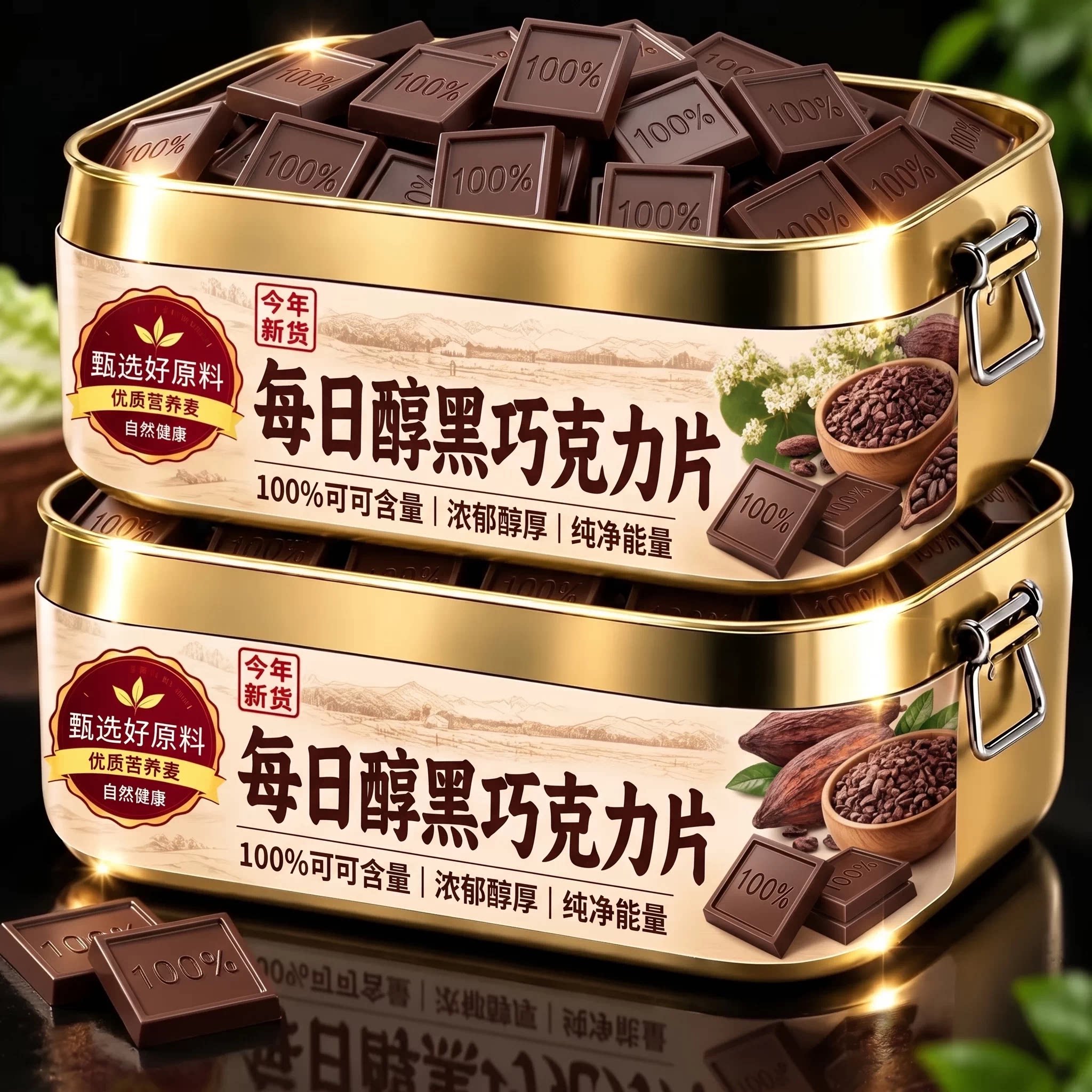 纯黑巧克力100%可可脂俄罗斯风味巧克力健身办公室零食每日糖果