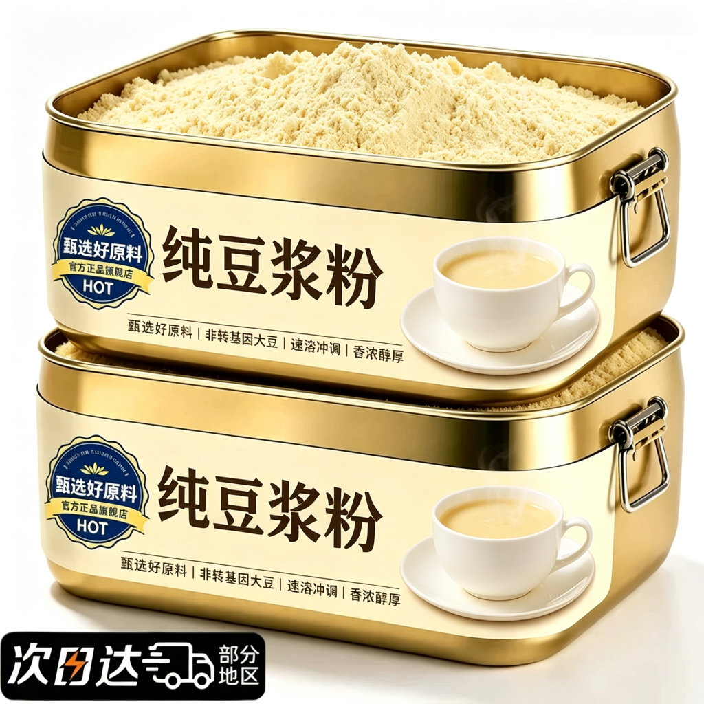 纯豆浆粉官方旗舰店高蛋白冲泡速溶营养早餐原味冲饮豆粉代餐粉