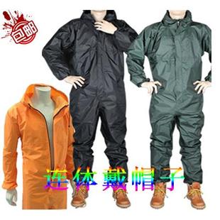 可 69防水防油防尘服喷漆服连体雨衣摩托车男连帽工作服套装