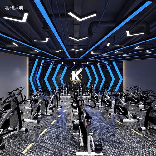 led长条灯健身房方通灯商场超市六角v型办公室灯异形灯圆形吊灯