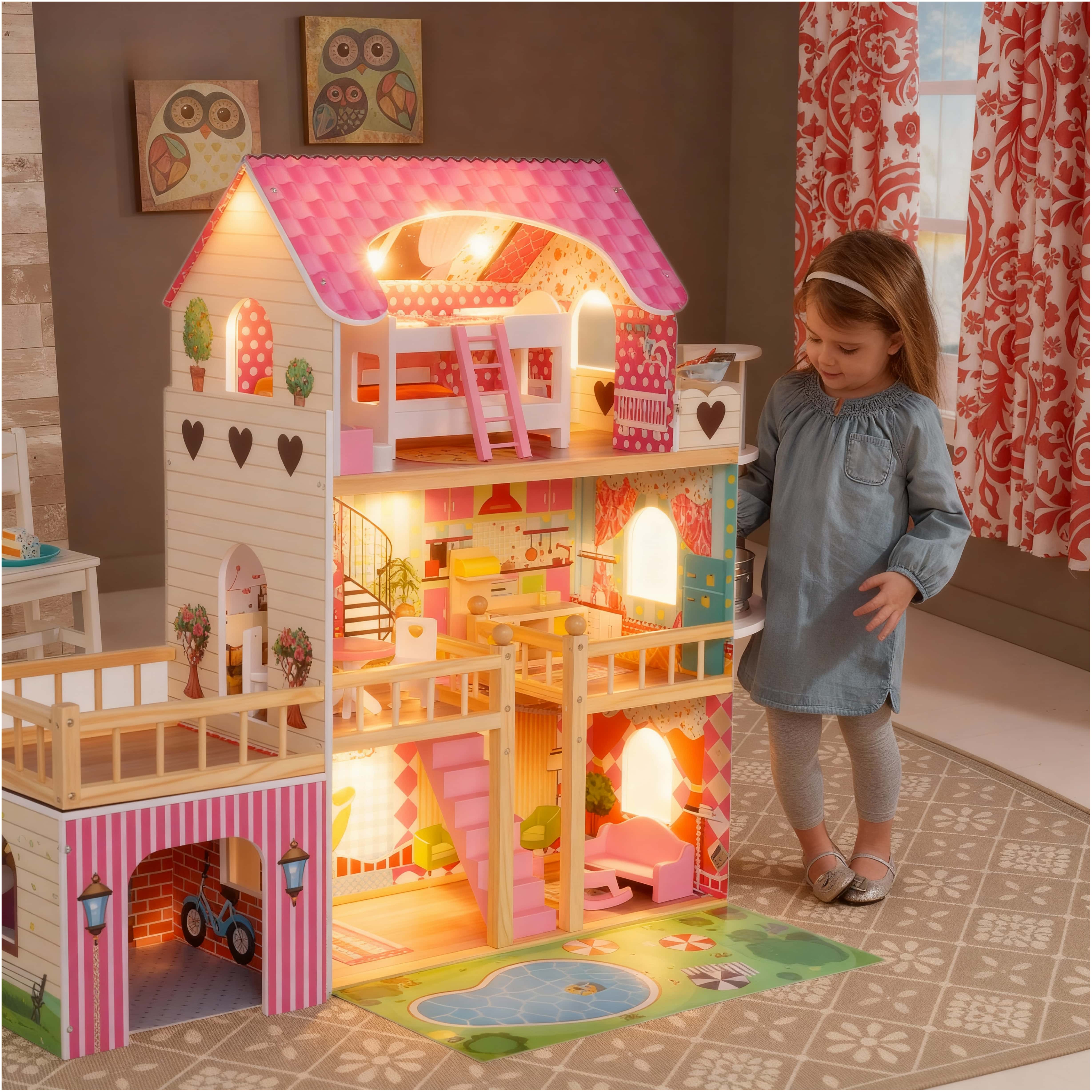 出口木质女孩过家家娃娃屋仿真豪华别墅儿童公主城堡玩具房子礼物