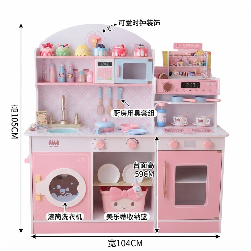 木制儿童厨房玩具过家家仿真厨具切切乐套装女孩子玩具礼盒8-12岁