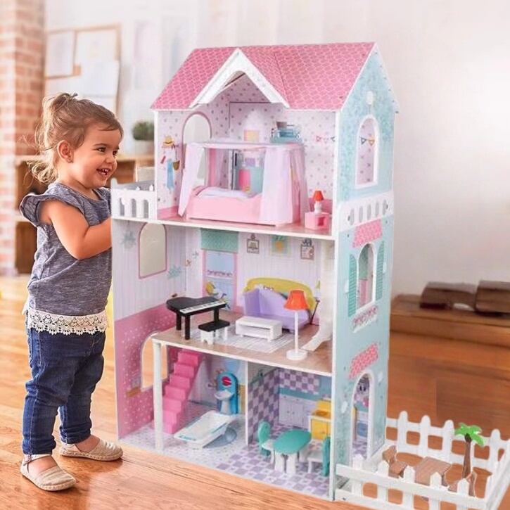 北欧娃娃屋儿童过家家仿真大型别墅公主娃娃房女孩扮家家木制房子