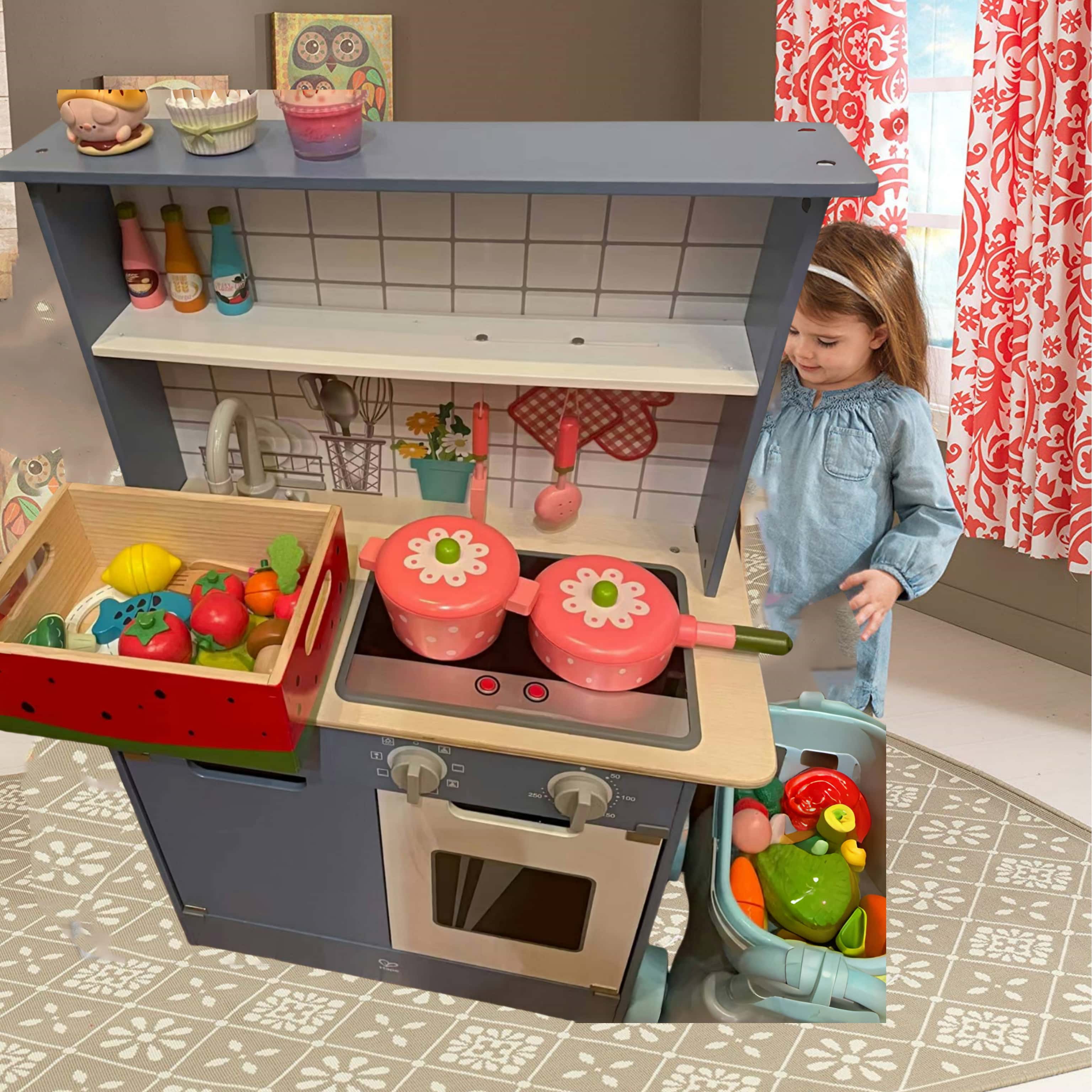 Hape声光仿真模拟厨房男女孩过家家益智做饭玩具木制厨具儿童礼物