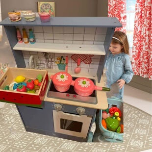 Hape声光仿真模拟厨房男女孩过家家益智做饭玩具木制厨具儿童礼物