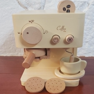 木制过家家儿童仿真咖啡机茶具厨具套装宝宝木质益智早教积木玩具