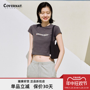 露脐四叶草素描T恤休闲时尚 百搭短袖 新品 Covernat2023年夏季 T恤女