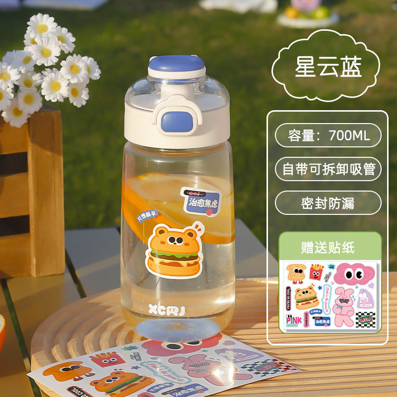 小茶日记高颜值水杯疯狂派对可爱儿童塑料杯卡通便携带吸管随手杯