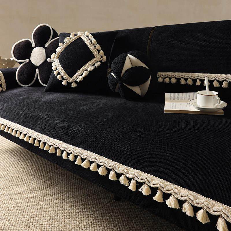 黑色复古宫廷沙发垫四季通用2025新款防滑高级感坐垫垫子法式中古,居家布艺,沙发垫,淘宝优惠券,粉丝福利购,淘宝优惠卷
