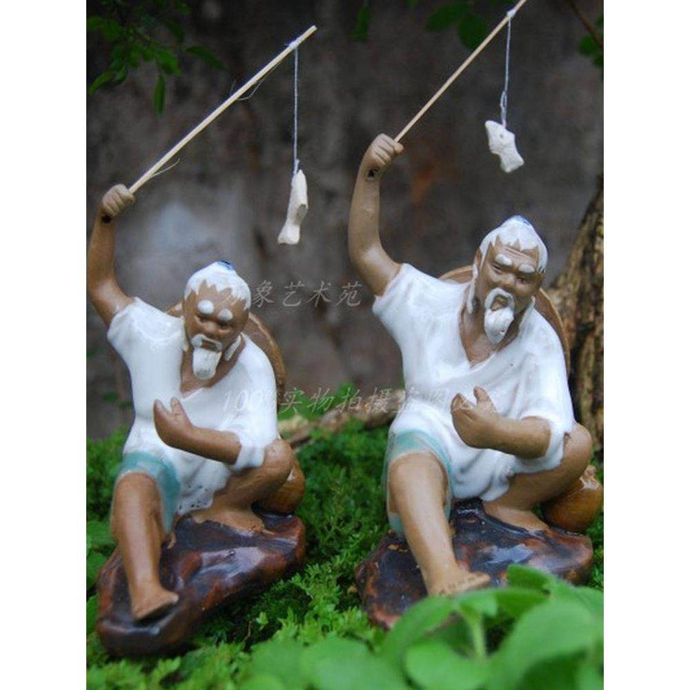 姜太公钓鱼起渔陶瓷摆件假山山水人物配件家居屏风书架摆放装饰品,家居饰品,装饰摆件,淘宝优惠券,粉丝福利购,淘宝优惠卷