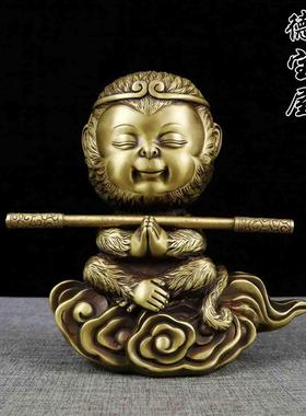 纯黄铜孙悟空风水家居摆设齐天大圣工艺品斗战胜佛像全铜猴子摆件