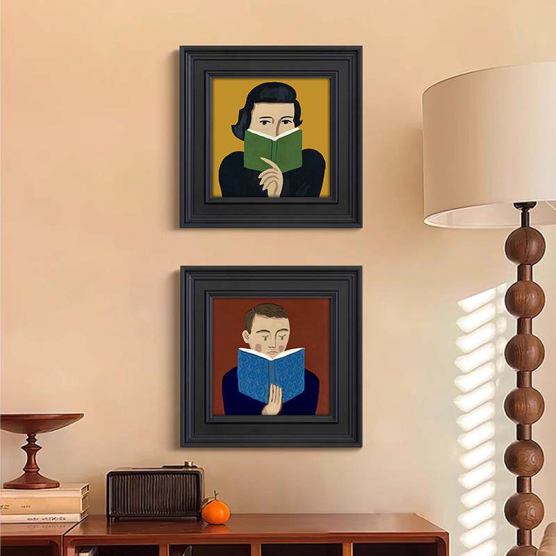 复古法式小众挂画中古风卧室床头装饰画高级感设计师人物艺术壁画