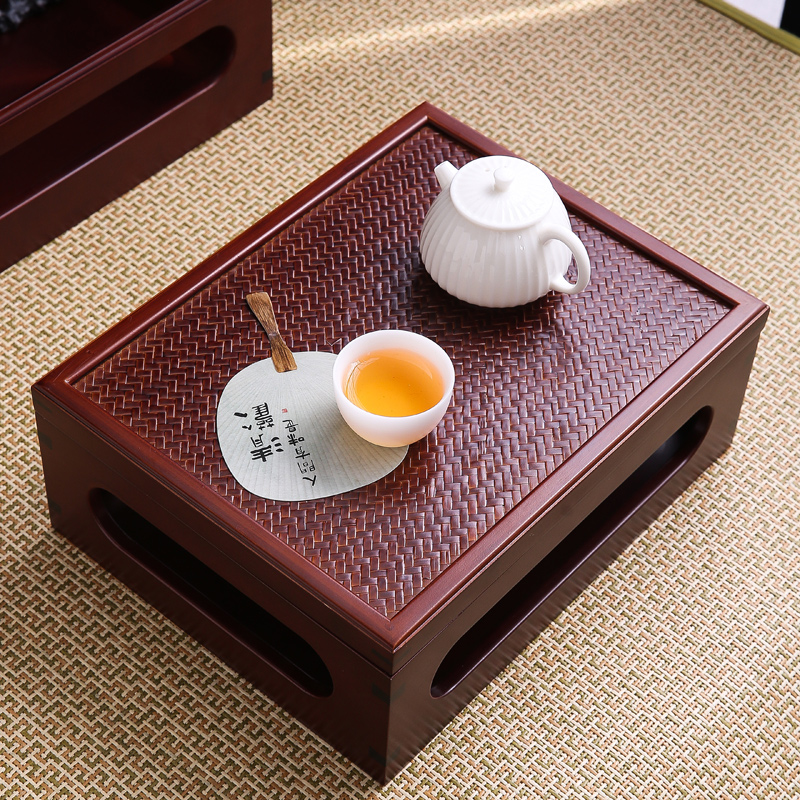茶具收纳盒手工竹编茶道零配件家用带盖防尘整理储物盒置物架