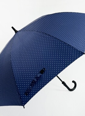 日本单120CM蓝色小波点长伞学生抗风暴雨伞成人一甩干长柄伞