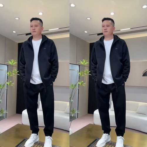 2026春秋季新款男士时尚运动套装连帽开衫卫衣休闲卫裤两件套潮