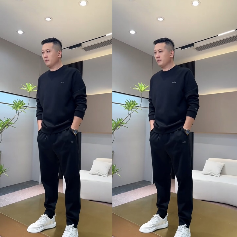 2025秋冬新款男士运动套装时尚百搭圆领卫衣休闲卫裤两件套潮流帅