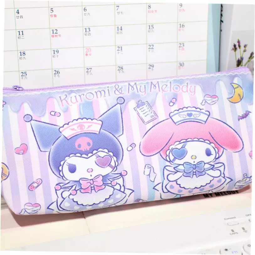 Пенал Sanrio Cinnamoroll и Melody, большой объём, кавайный с молнией, 21,5×9,325×5,575 см