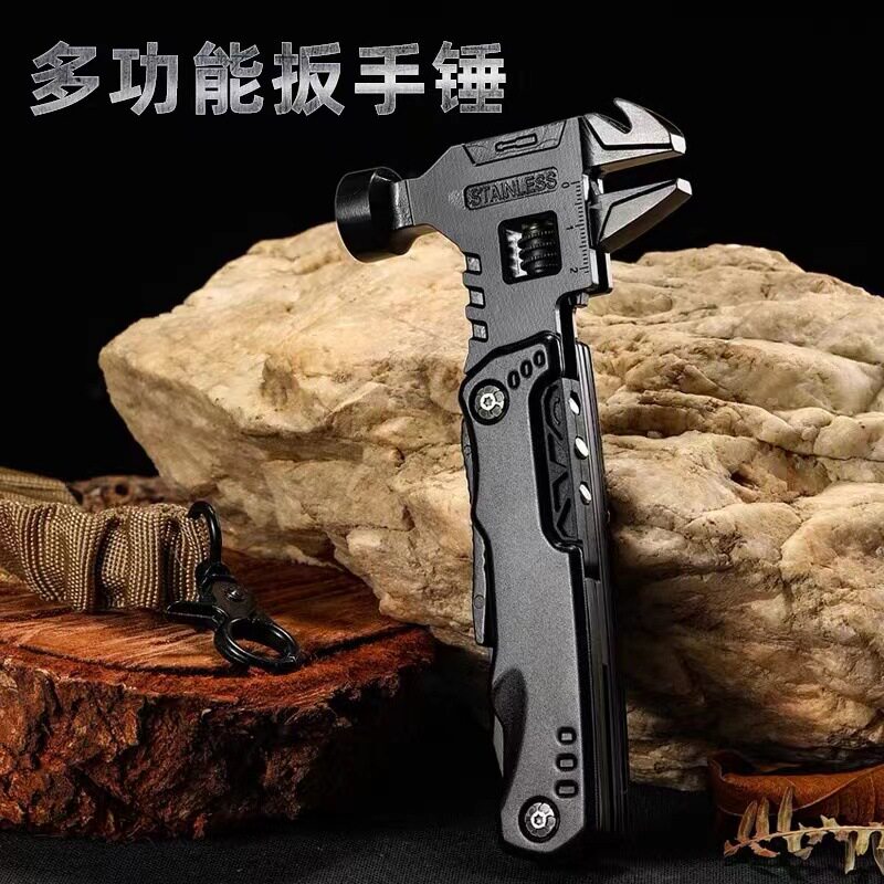 多功能十六合一车载工具破窗器锤子不锈钢工具刀钳羊角锤