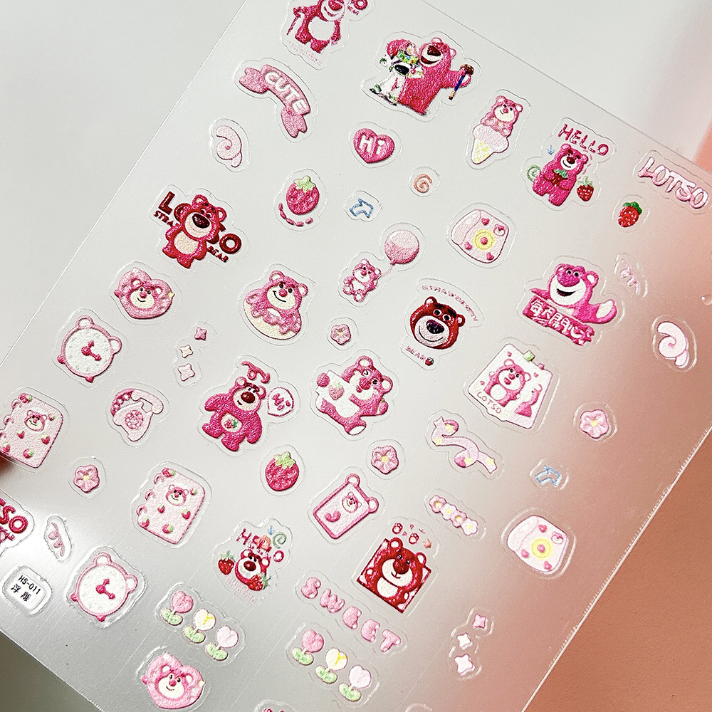 少女心儿童指甲贴海绵宝宝草莓熊