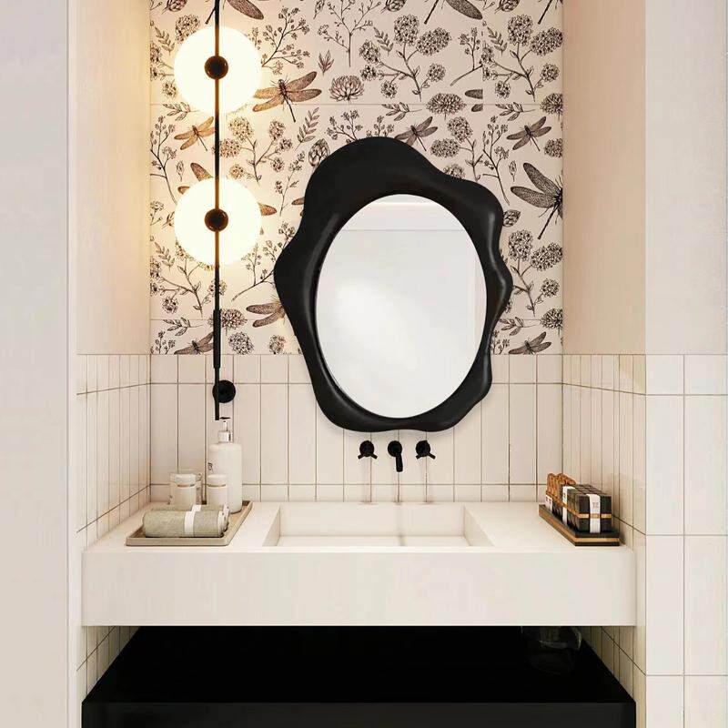 不规则梳妆镜挂墙主卧浴室镜法式高端艺术洗漱镜智能干湿卫生间镜