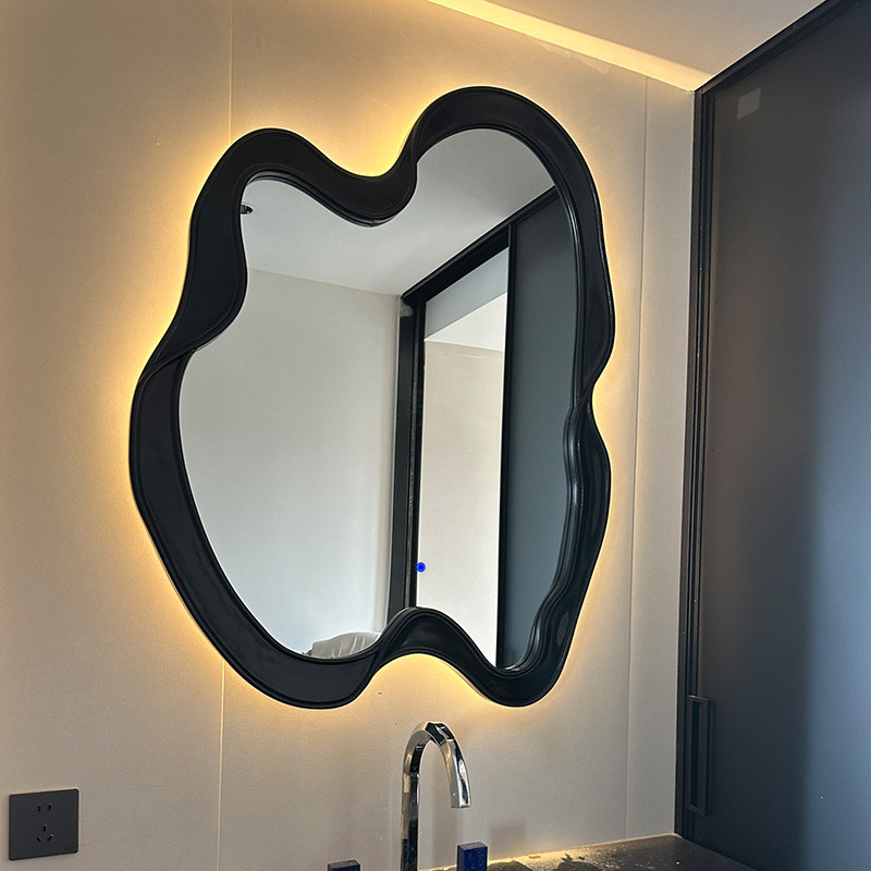 智能卫浴室镜子防雾北欧奶油洗漱化妆镜酒店装饰镜背景墙面异形挂